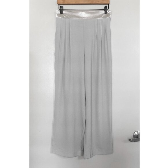 Vintage Silver & Gray Pleated Crepe Wide Leg Pants Size 12 Medium Large - Picture 1 of 8